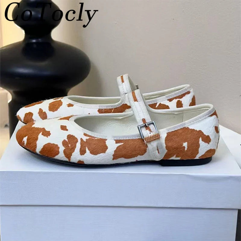 Elegant Buckle Strap Round Toe Mary Jane Flats For Women