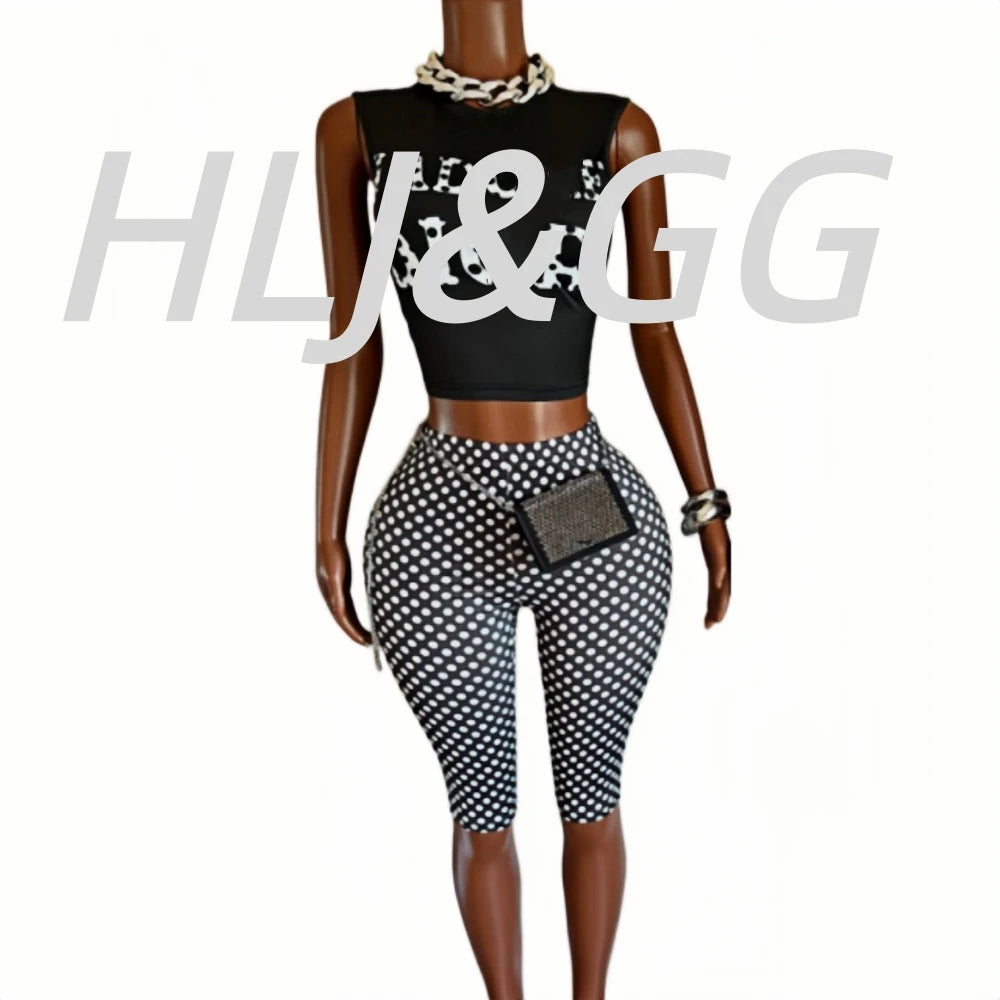 Chic Polka Dot Letter Print Two Piece Set for Women