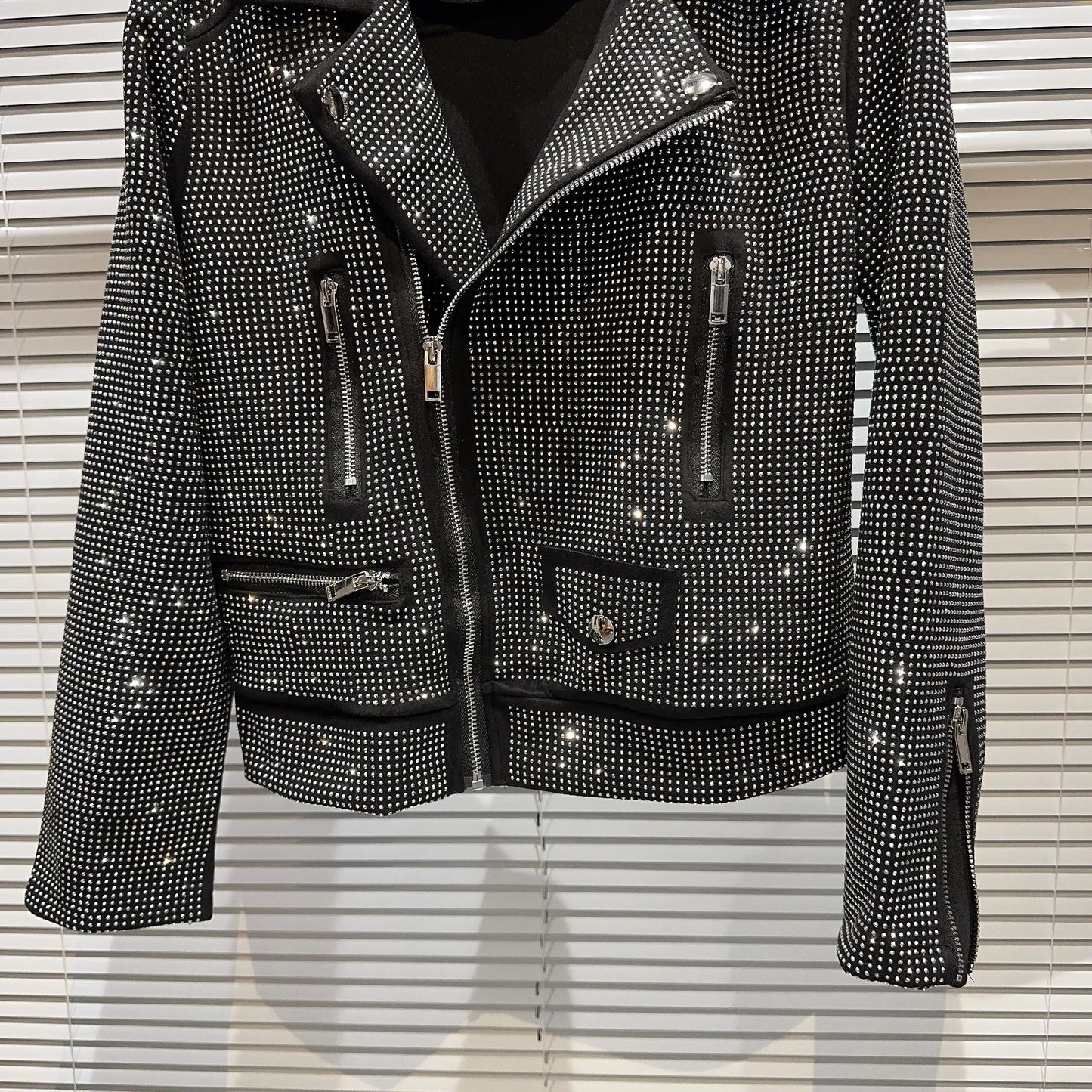 Sequined Embellished Zip Front Bomber Jacket For Women
