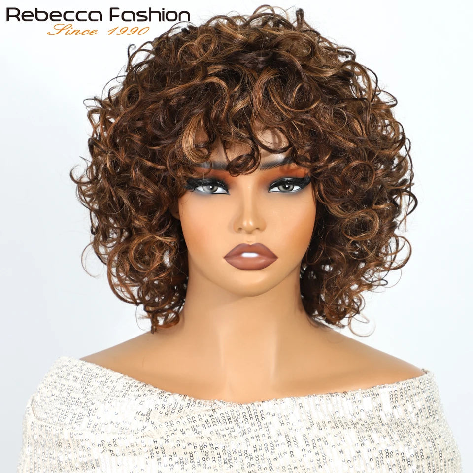 Glueless Curly Brazilian Short Human Hair Wig for Women