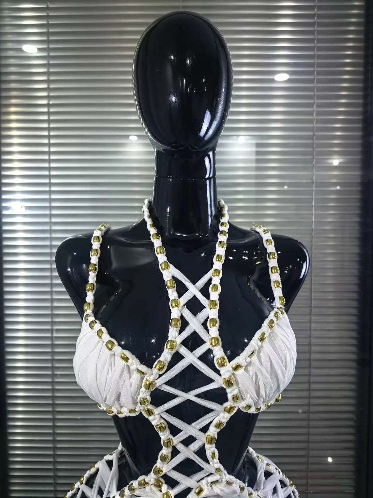 New White Color Women Sexy Halter Hollow Out Bodycon Mini Dress Celebrate Nightclub Party Bar Singer TV Show Performance Costume