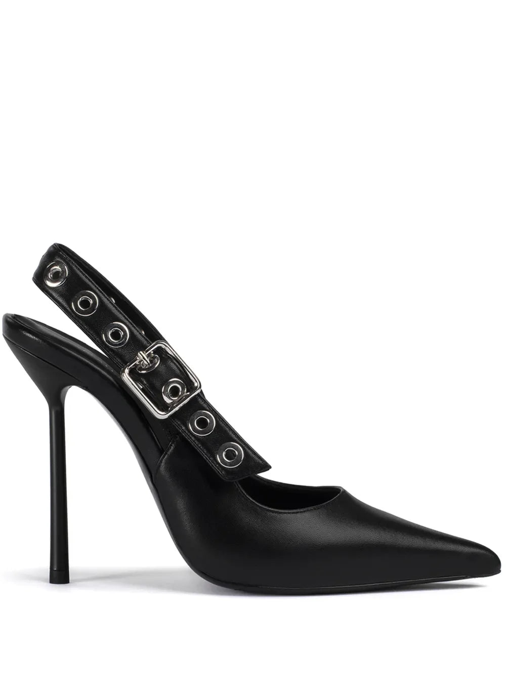 Leather Pointed Toe Slingback Stiletto Sandals With Rivet Strap For Women
