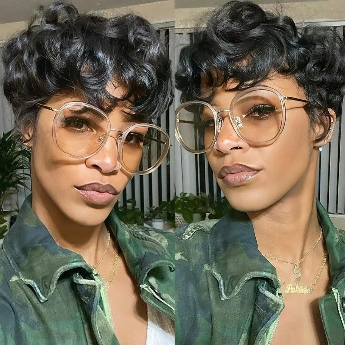 Short Black Curly Pixie Cut Synthetic Wig For Women