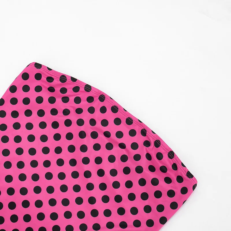 Polka Dot Print Sleeveless Backless Bodycon Dress for Women