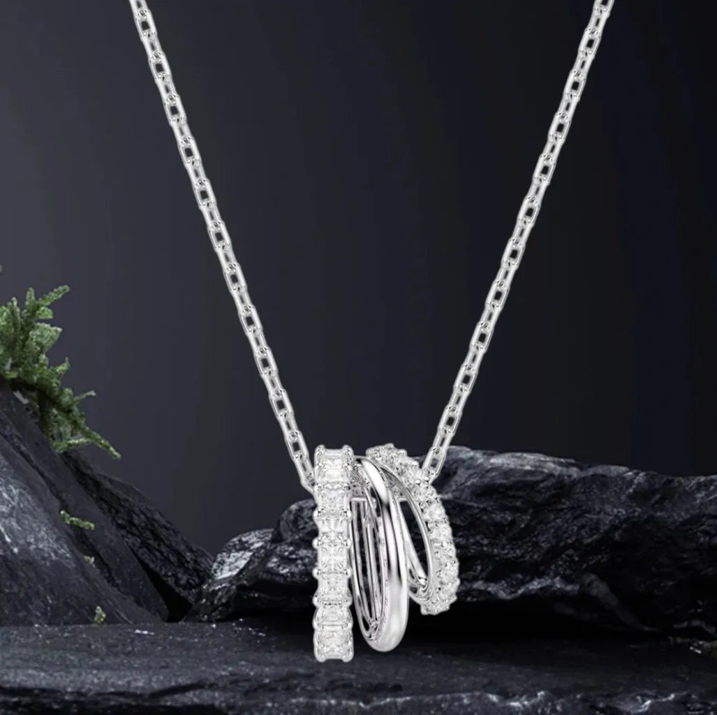 Elegant Silver Crystal Necklace and Earring Set for Women