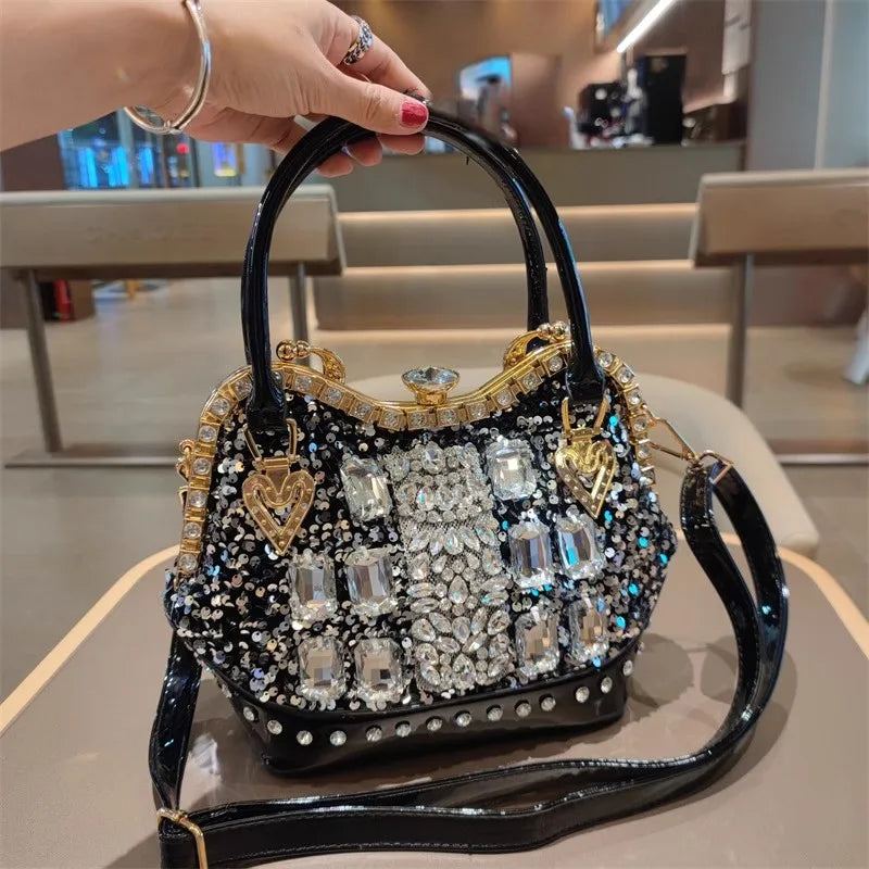 Crystal Sequin One Shoulder Crossbody Handbag for Women