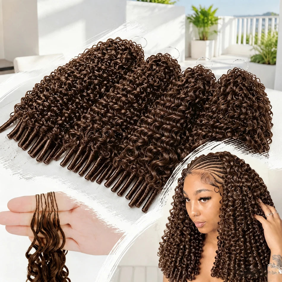 Chocolate Brown Burmese Curly Human Hair Crochet Extensions for Women