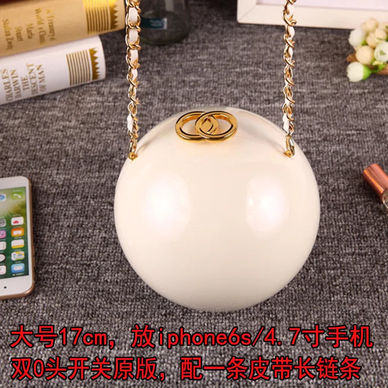 Pearl Embellished Round Acrylic Clutch Bag for Women