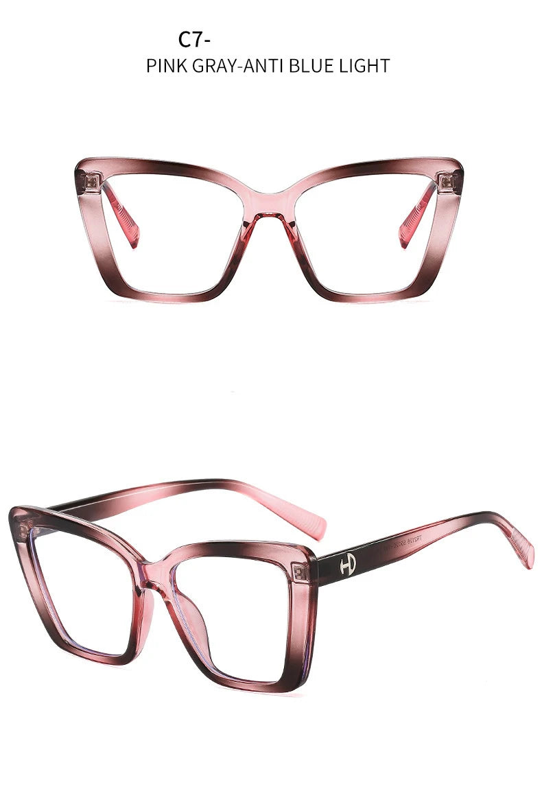Vintage Black Floral Square Reading Glasses With Blue Light Filter for Women