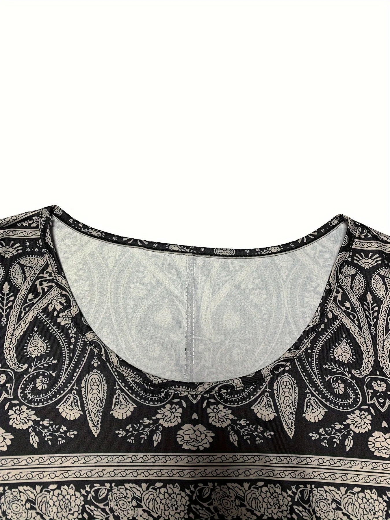 Women's Full Body Allover Print Long Sleeve Dress For Spring，Fashion Round Neck Mini Dress