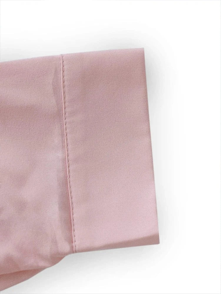 2025 Spring and summer new Women's solid colour basic shirt Single row of buttons High collar Pink Office Home Cardigan Polyest