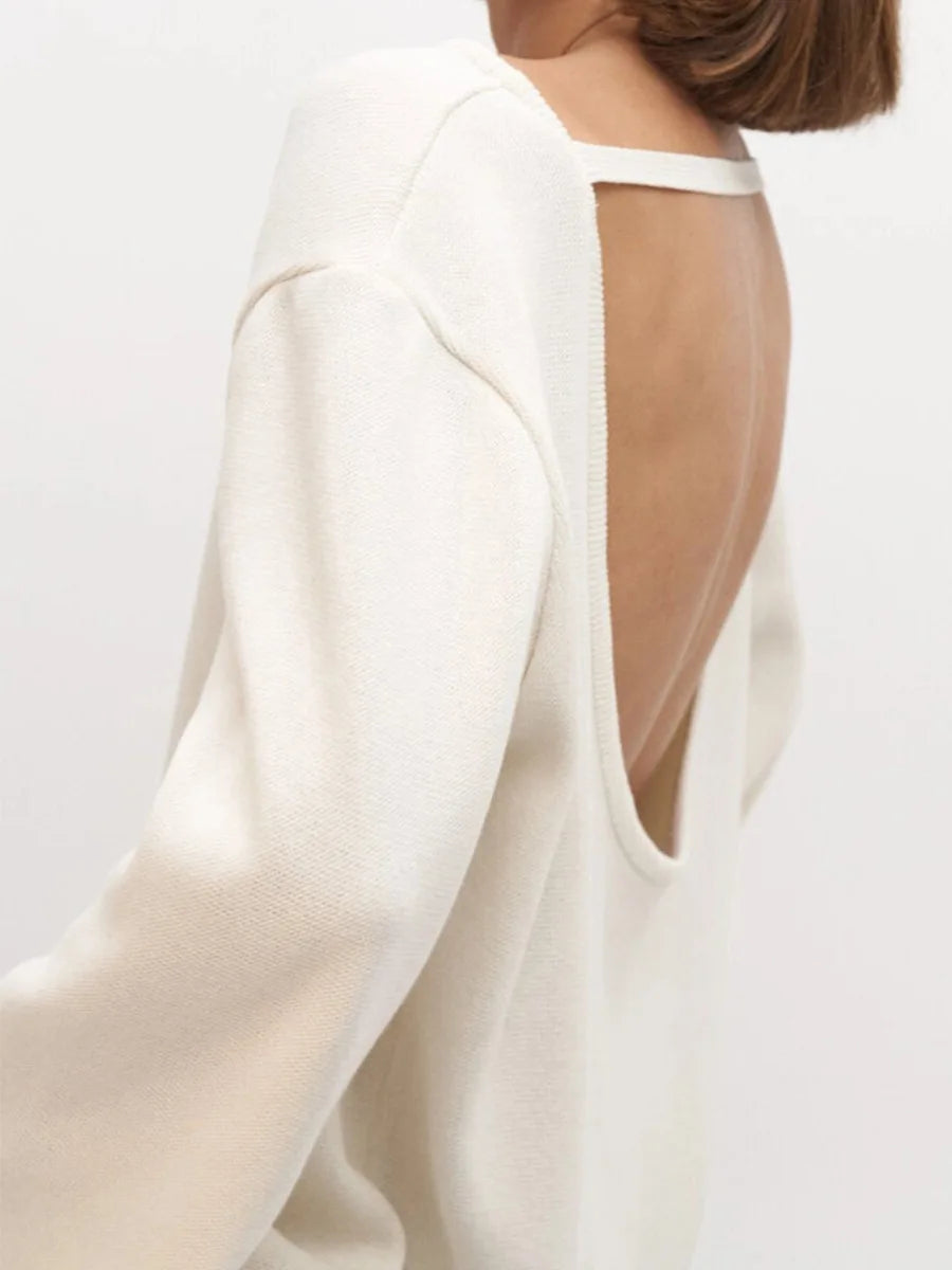 Backless Patchwork Knit Sweater