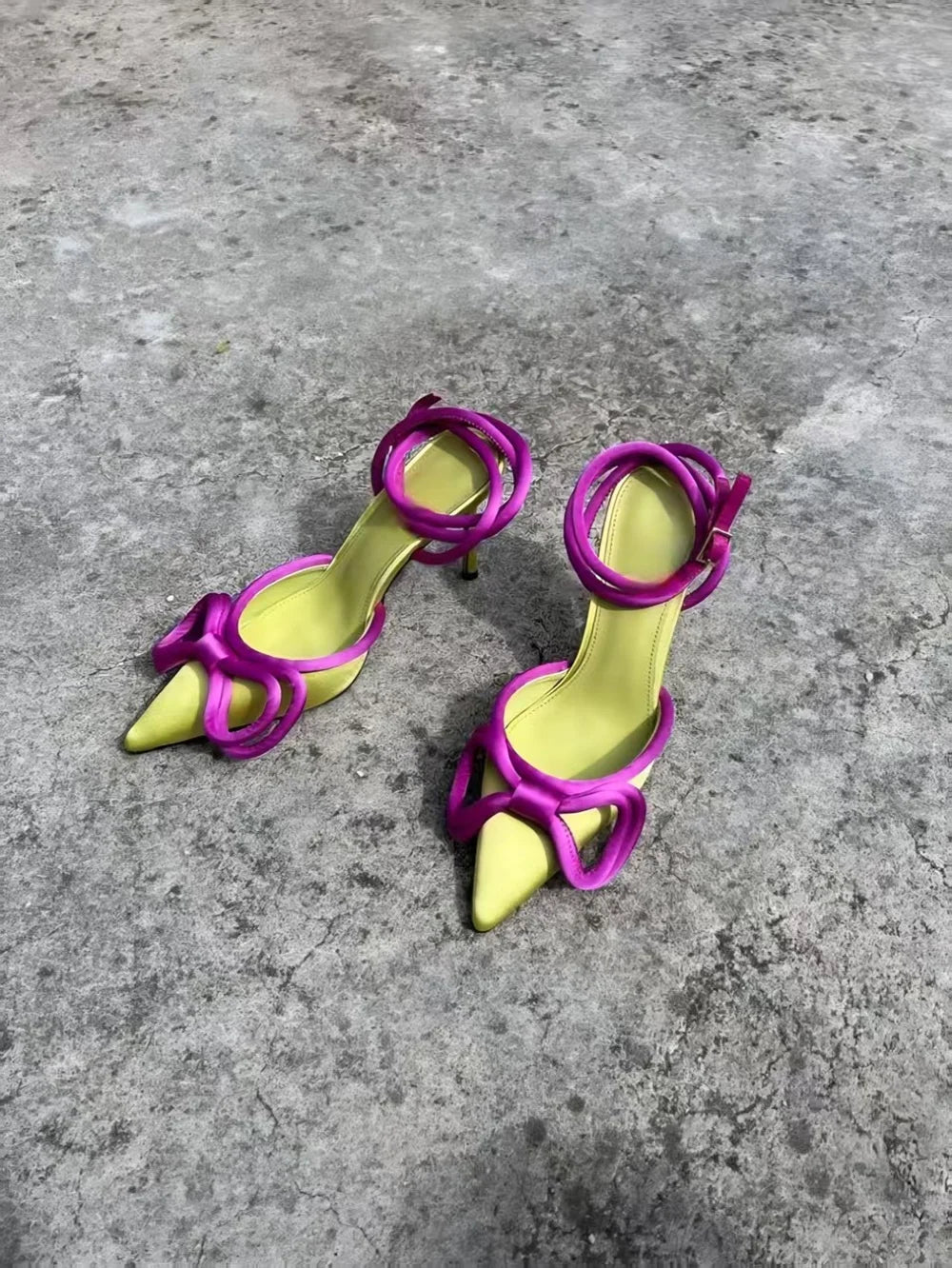 Satin Bow Slingback Stiletto Heels