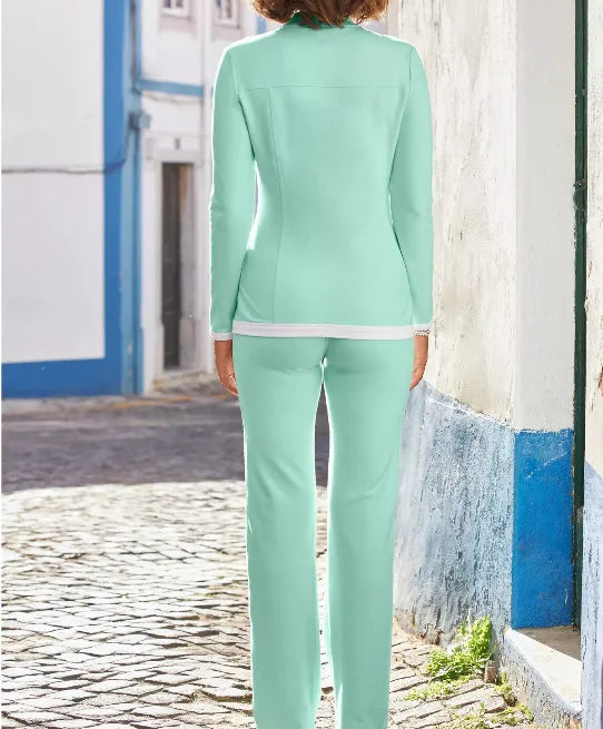 Casual Slim Fit Zipper Top And Sport Pants Set for Women