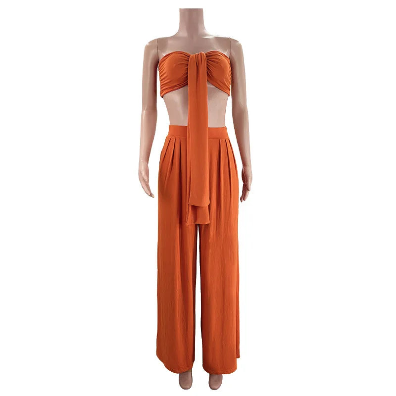 Elegant Solid Color Casual Two Piece Set for Women