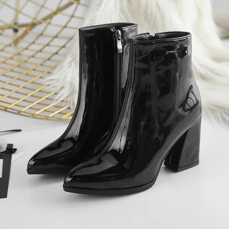 Metallic Silver Pointed Ankle Boots