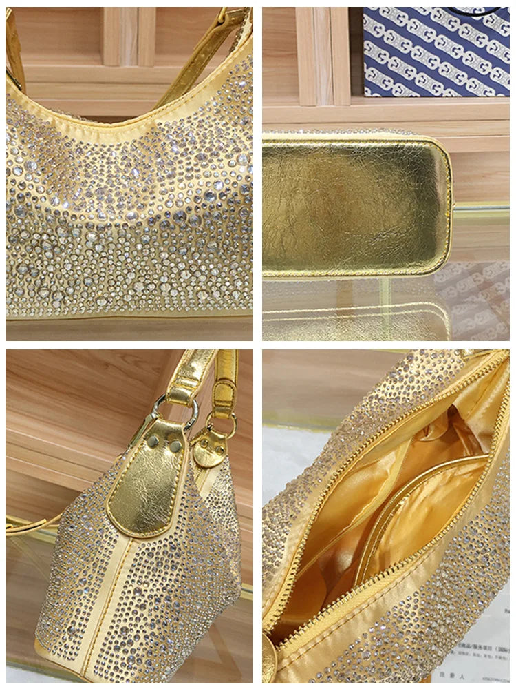 Large Capacity Rhinestone Evening Handbag for Women