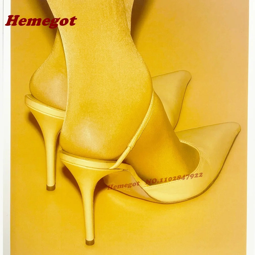 White Leather Pointed Toe Stiletto Mules for Women