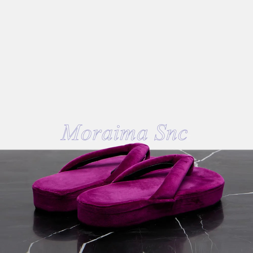 Soft Thick Plush Velvet Platform Flip Flops for Women