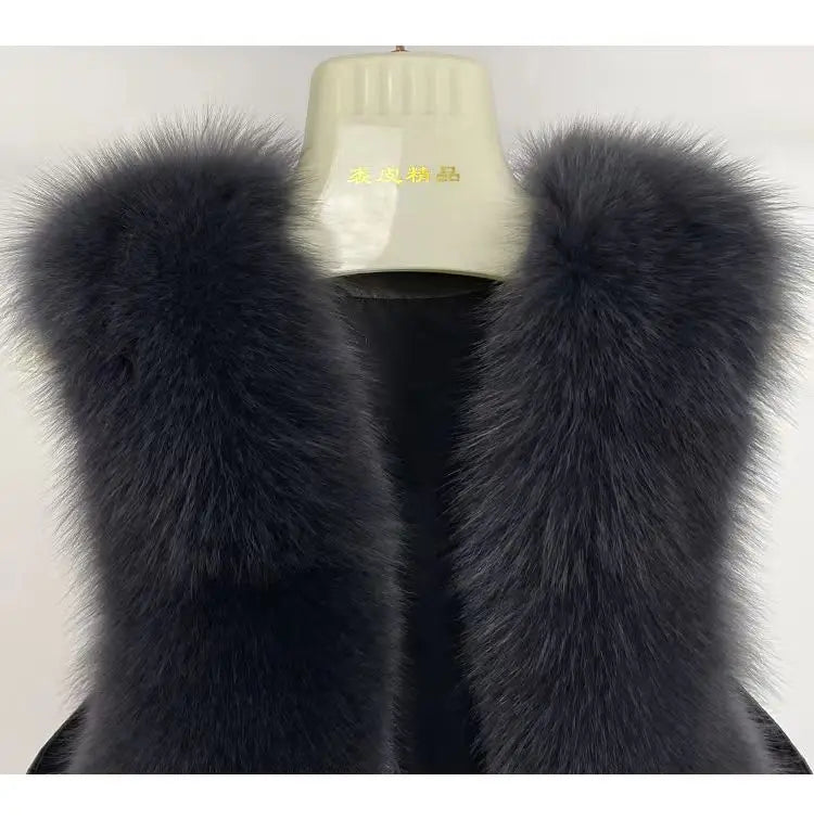 2025 Autumn Winter Women Vest Short Style Splicing Solid Color Fur Coat New