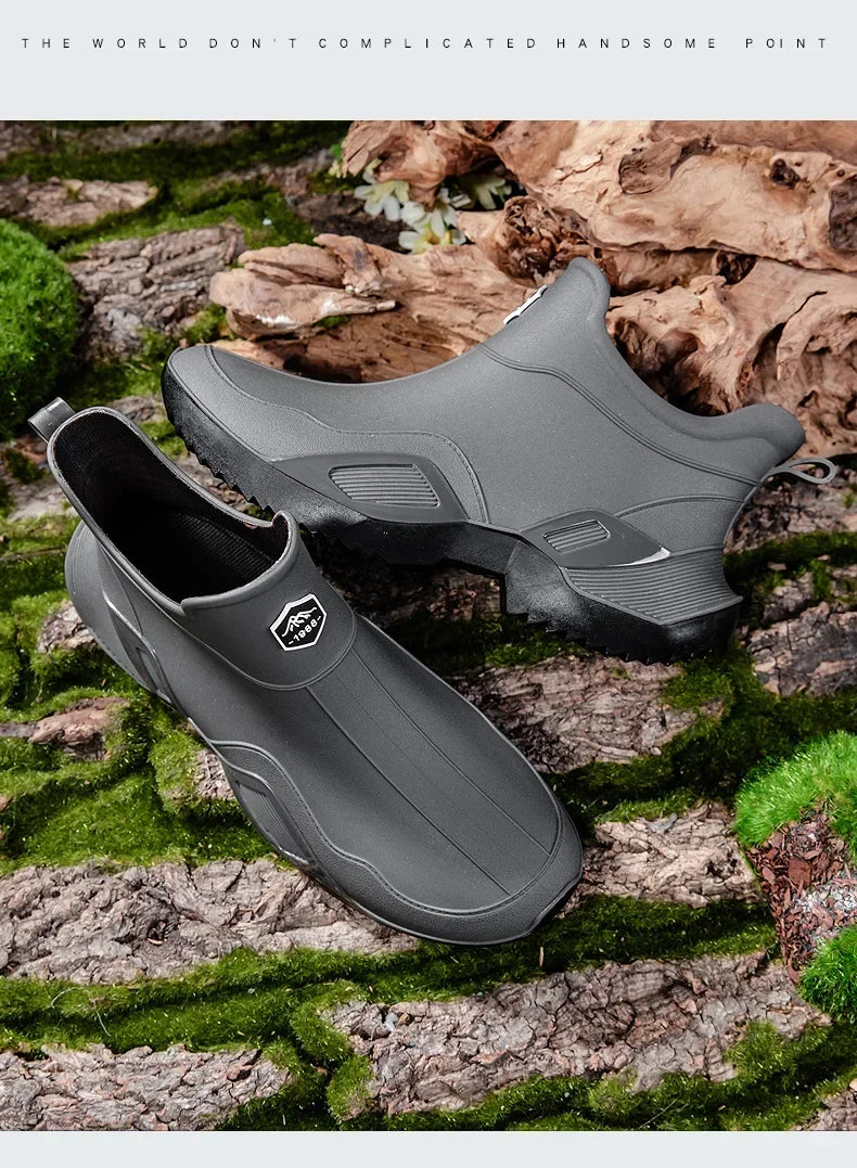 Round Toe Waterproof Ankle Rain Boots