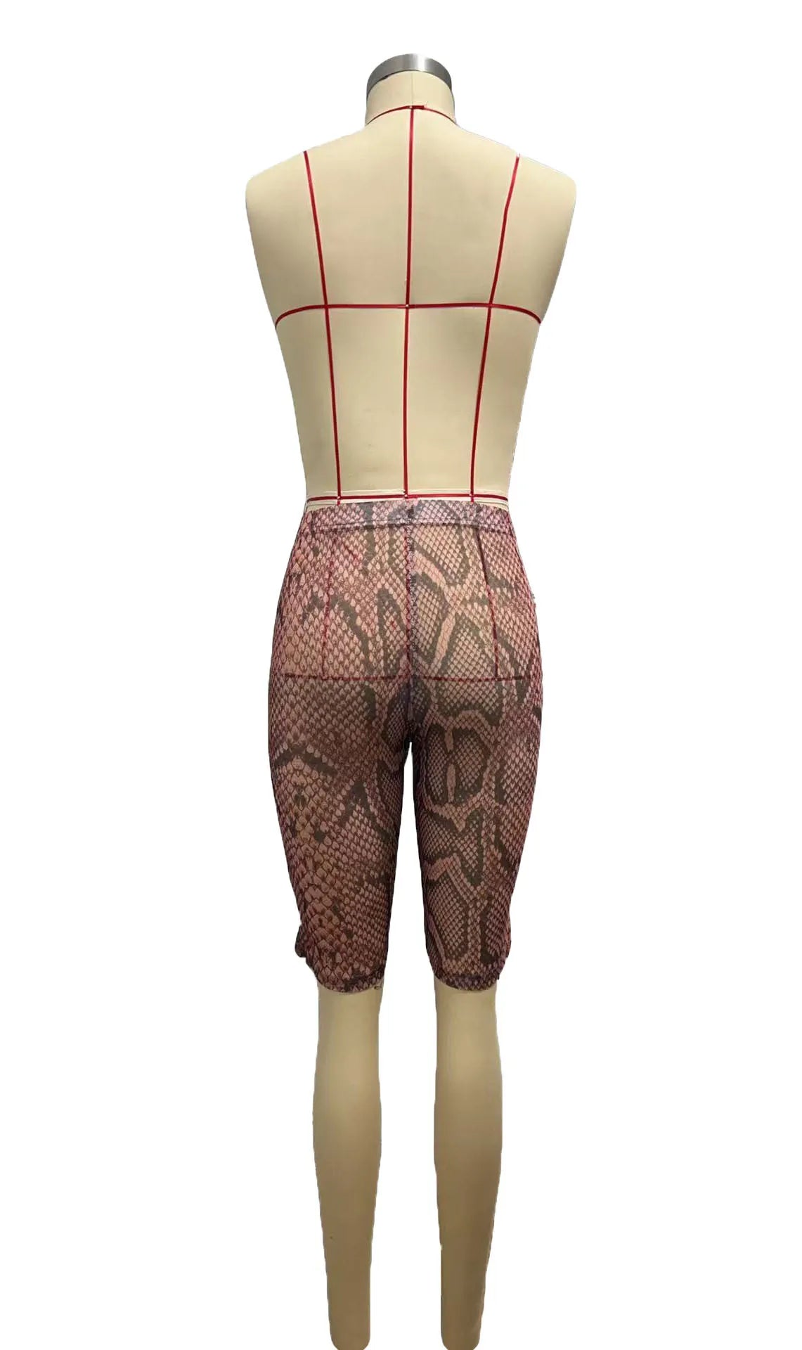Snake Print Elastic Waist Skinny Shorts Trend for Women