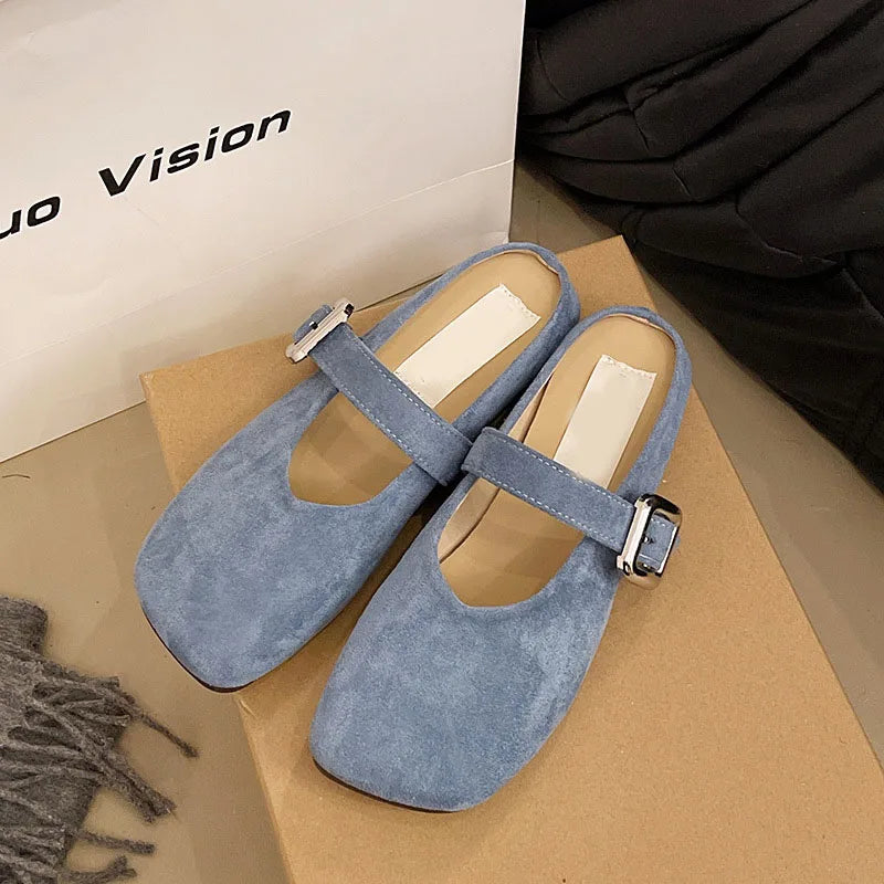 Square Toe Slip On Comfortable Flat Slides For Women