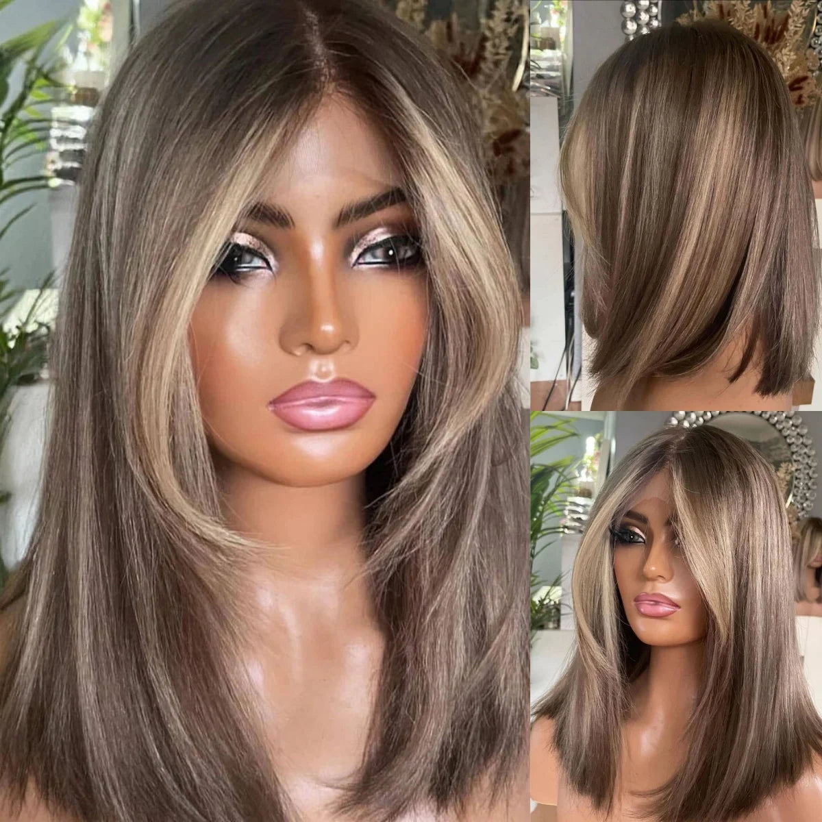 Highlighted Straight Synthetic Lace Wig