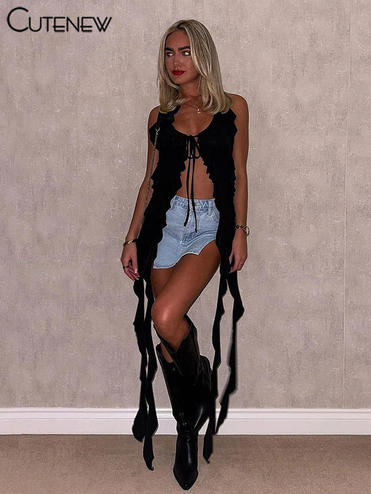 White Ruched Mesh Halter Crop Top