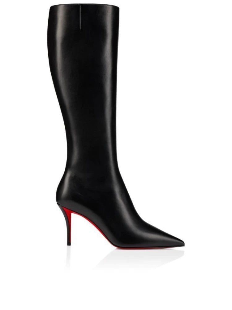 Leopard Print Knee High Boots With Zipper for Women