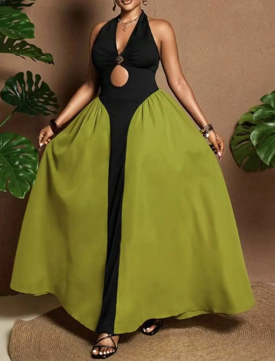 Elegant Sleeveless African Dashiki Maxi Dress for Women
