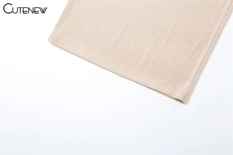 Cutenew Halter Shiny Maxi Dress Women Trend Elegant Bandage Backless Cut Out Low Neck Sleeveless Bodycon Female High Street Robe