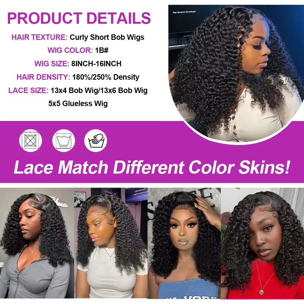 Deep Wave Bob Wig (10–16 Inch Options)