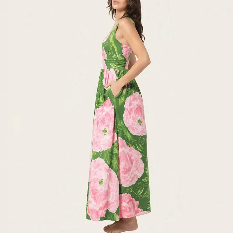 Floral Open Back Maxi Dress