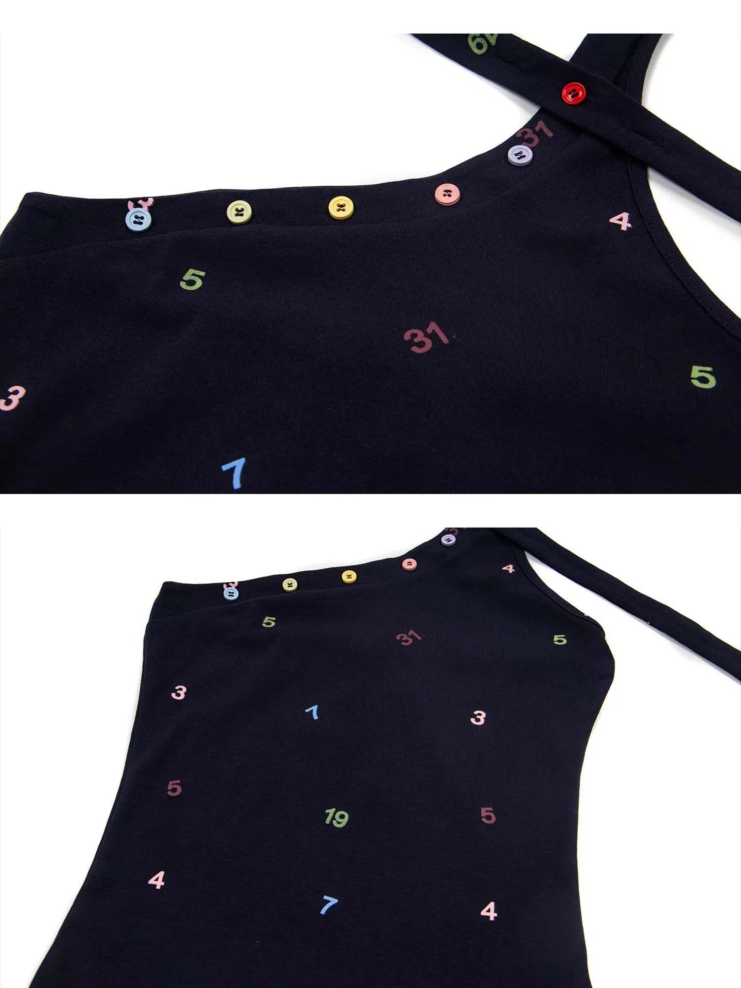 Irregular Halter Neck One Shoulder Letter Print Crop Top for Women
