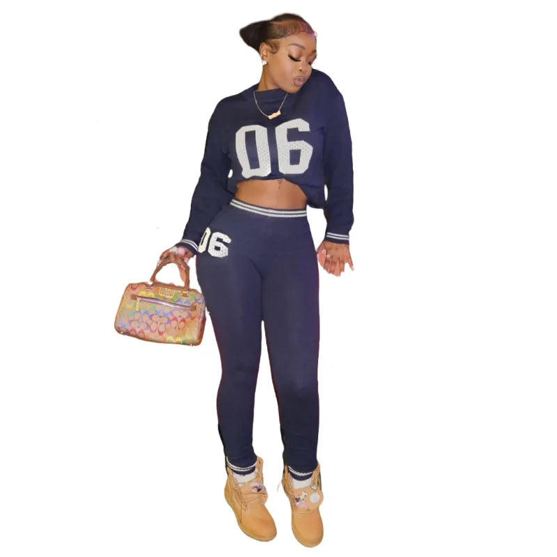Letter Print Tracksuit Set