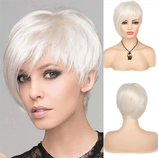 White Fringe Pixie Cut Wig