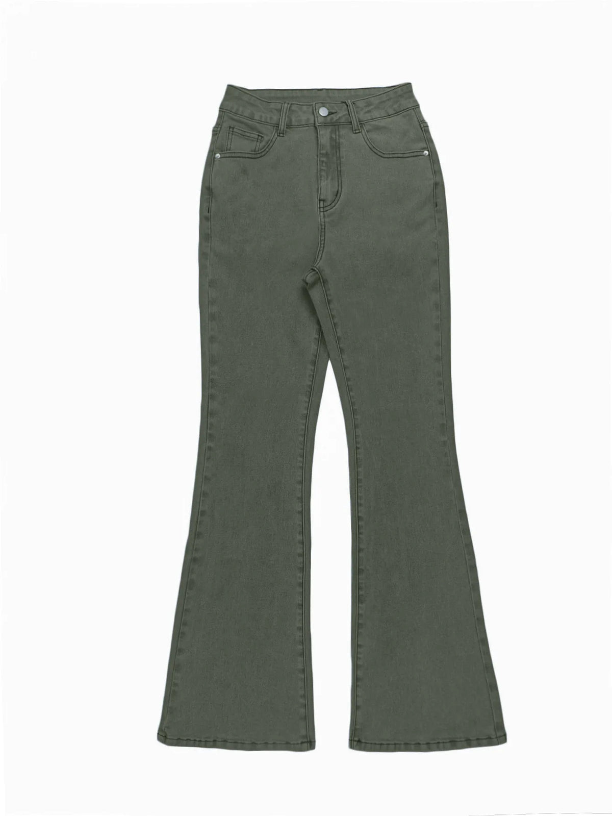 High Waisted Flared Slim Fit Jeans With Pockets for Women