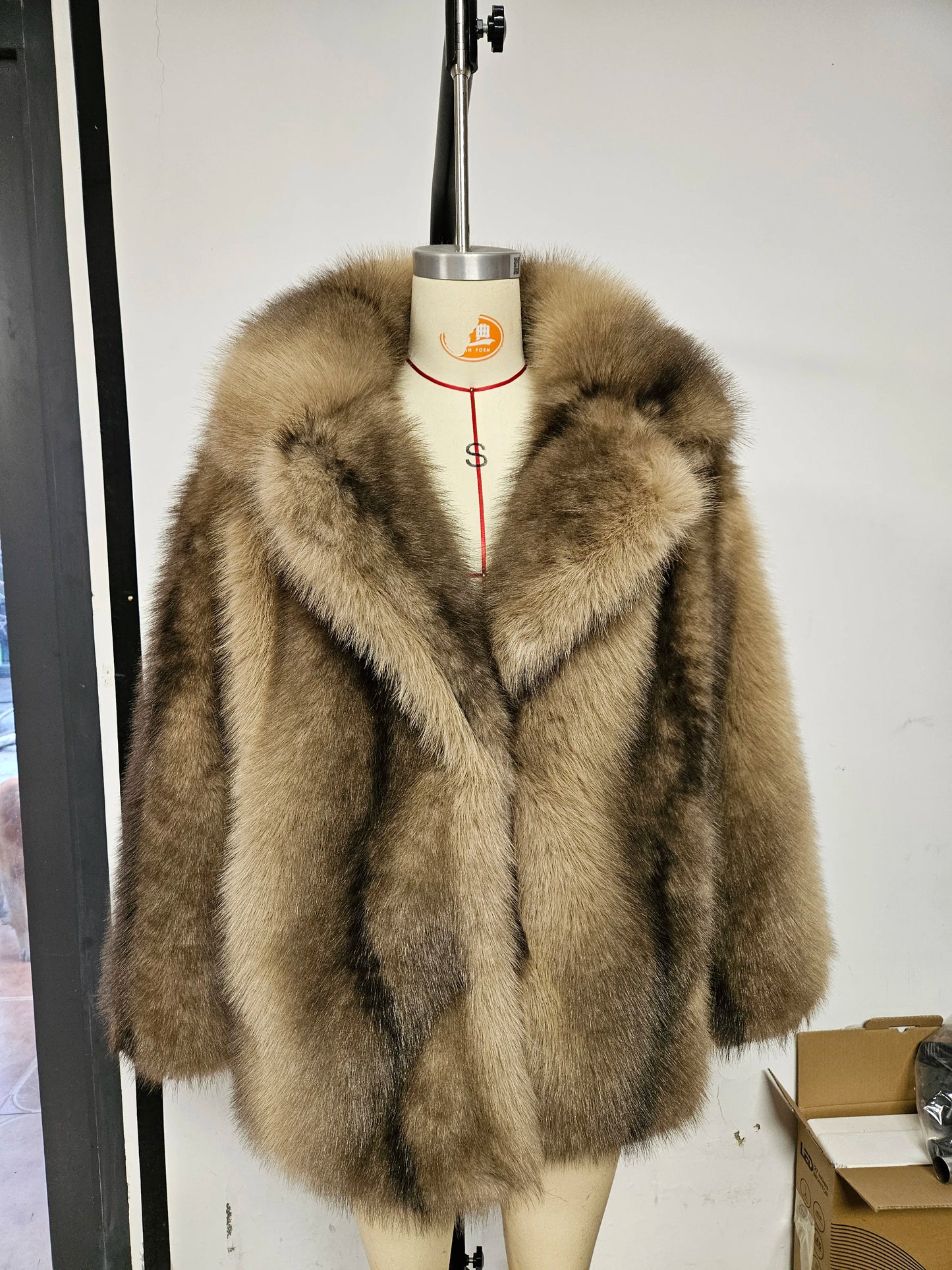 Lapel Collar Faux Fur Coat