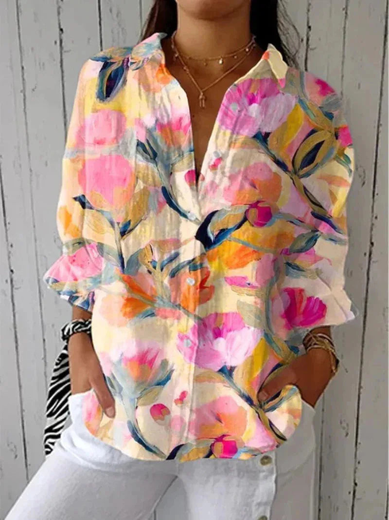 Ditsy Floral Oversized Dropped Shoulder Blouse for Women