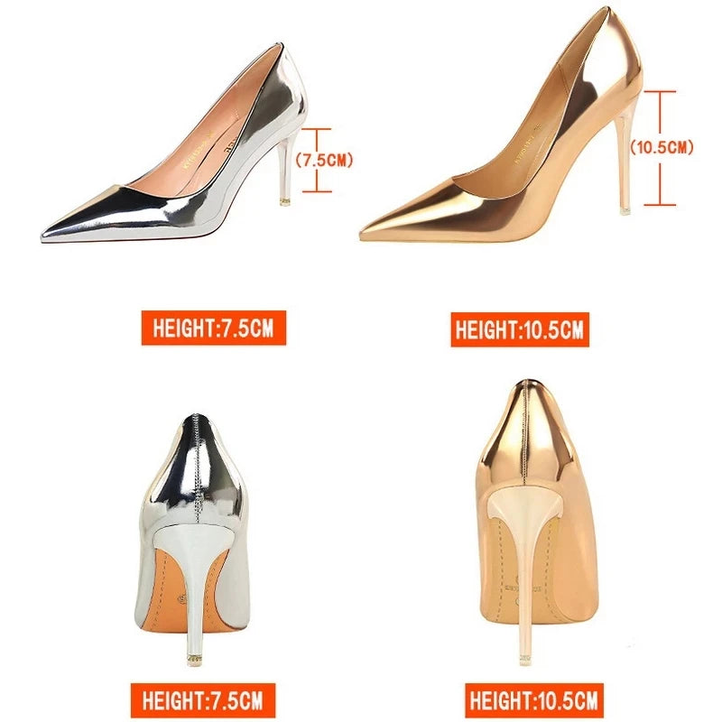 Classic Patent Leather Stiletto High Heel Pumps for Women