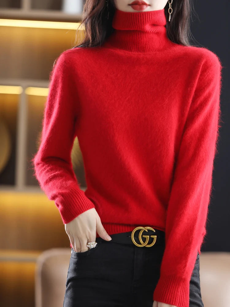 Soft Warm Knit Cashmere Turtleneck Sweater for Women