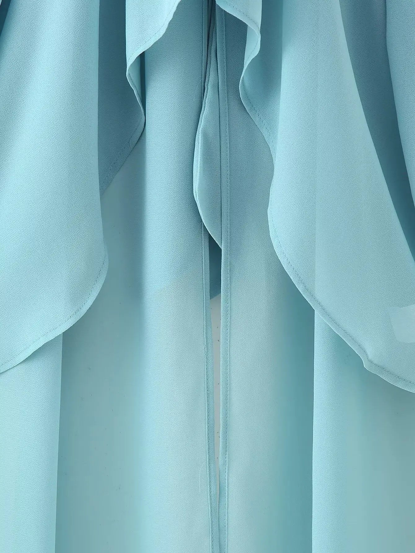 Vintage Chiffon Tiered Ruffle Sleeve Blouse with High Neck for Women