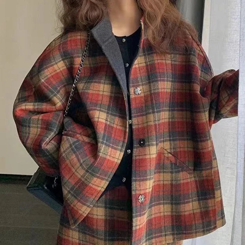 Korean version of the British style striped skirt suit women's autumn 2024 new slim fashion casual coat jacket skirt two-piece.