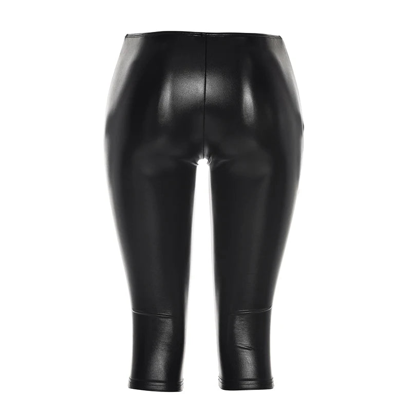 Low-Rise Leather Patchwork Bodycon Pants for Women