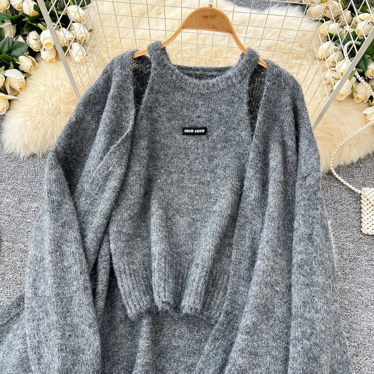 Long Sleeve Cardigan and Knit Tank Top Set for Women