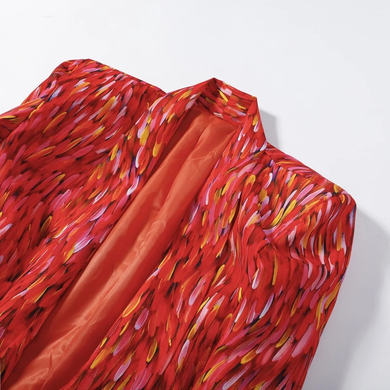 Printed Halter Neck Maxi Dress and Cropped Jacket Set for Women