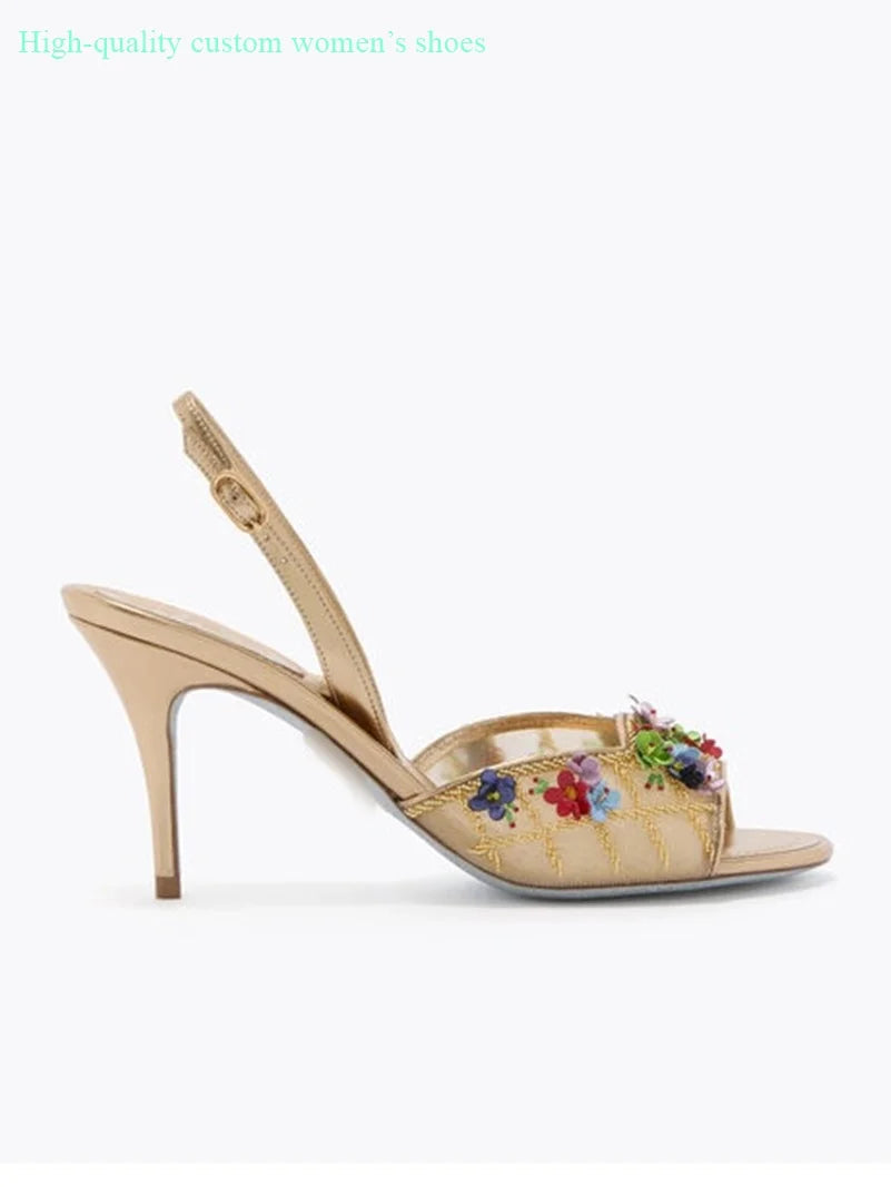 Floral Rhinestone Embellished Wedding Shoes for Women
