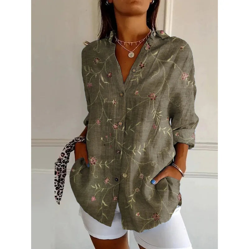 Ditsy Floral Oversized Dropped Shoulder Blouse for Women