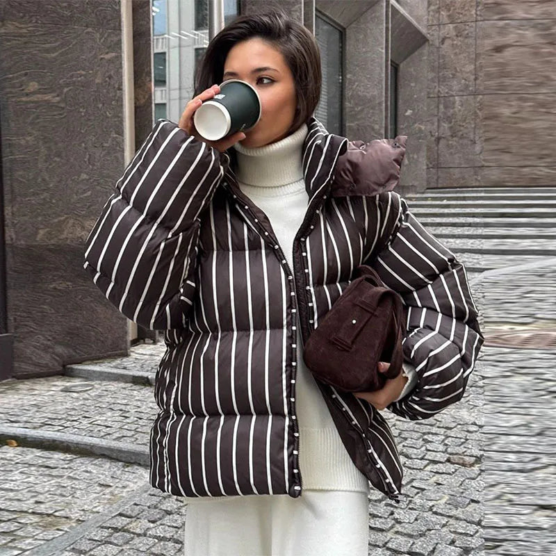 Casual Printed Zip Front Hoodie Jacket for Women